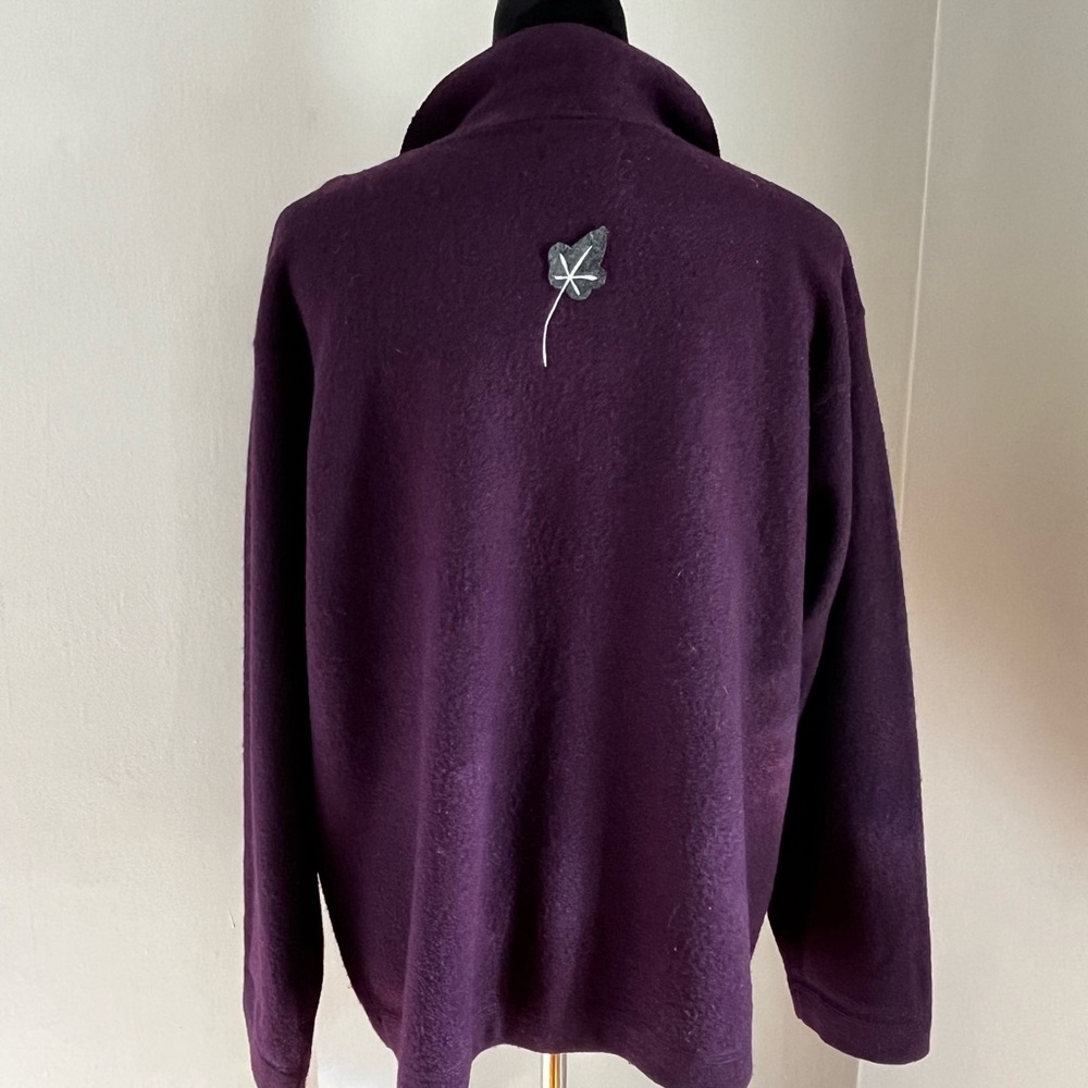 Vintage Coldwater Creek Purple Boiled Wool Appliqué leaves Jacket Coat sz PS - Picture 7 of 13